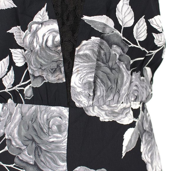 Reformation Black White Floral Lace Trim Hem Satin Maxi Sheath Dress XS Small - Picture 4 of 8